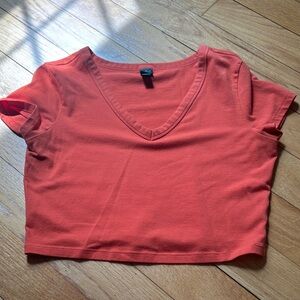 wild fable V-Neck Cropped Tee in Coral